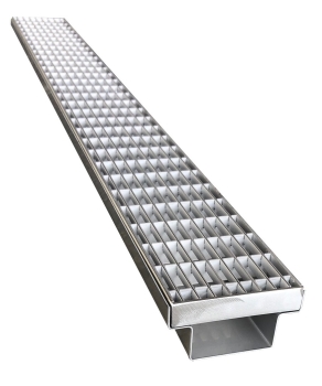 Entwässerungsrinne Edelstahl Massiv, Länge 1 Meter Bauhöhe 50mm mit Edelstahlmaschenrost 3 x 1cm